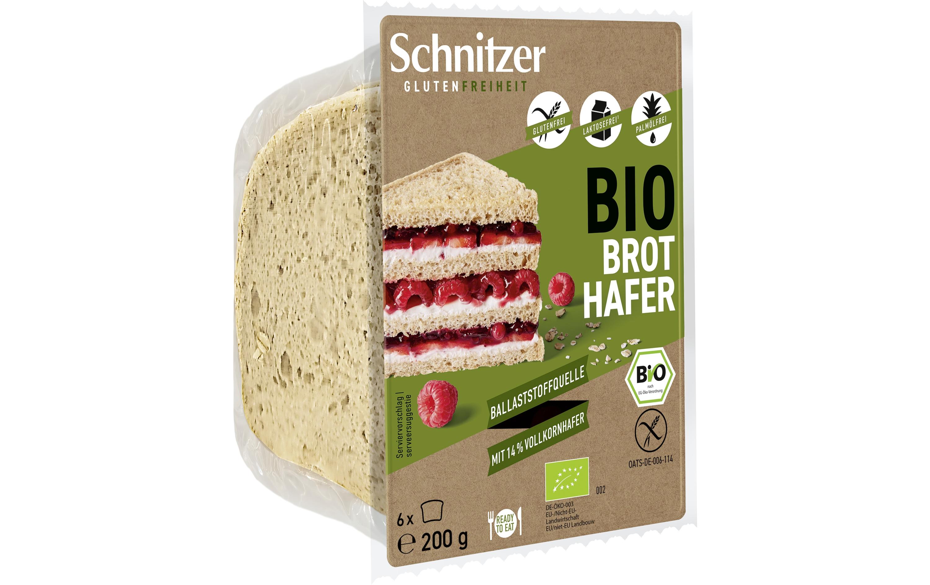Brot Bio Toastbrot Hafer 200 gGlutenfreies, geschnittenes Hafervollkornbrot