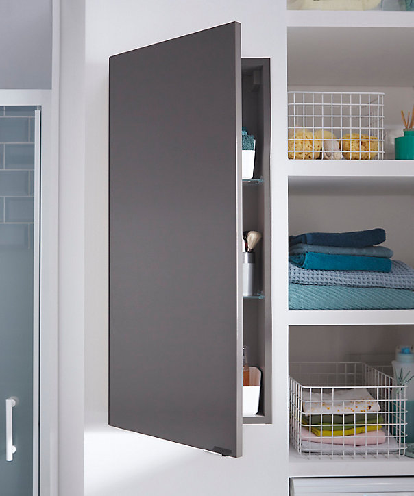 Armoire de salle de bains faible profondeur GoodHome Imandra gris taupé L.40 x H.90 x P.15 cm