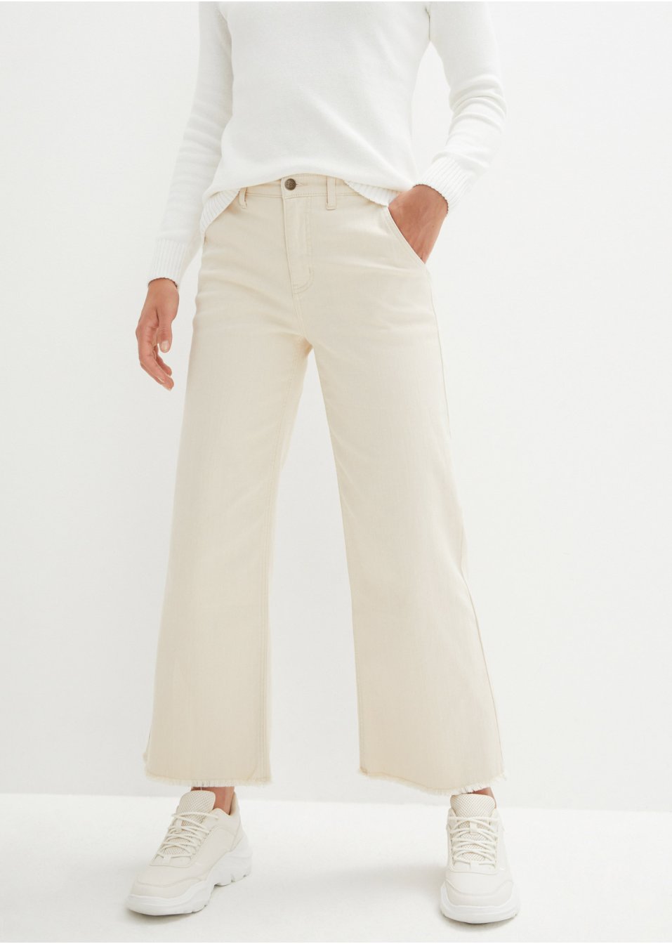 Pantalon large en twill avec taille confortable