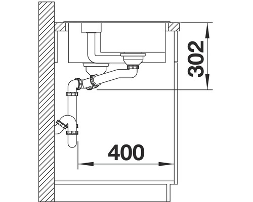 Blanco COLLECTIS 6 S spoelbak, 1000 x 510 mm, cafe 523353, kom rechts, met afdruiprek en kleine kom