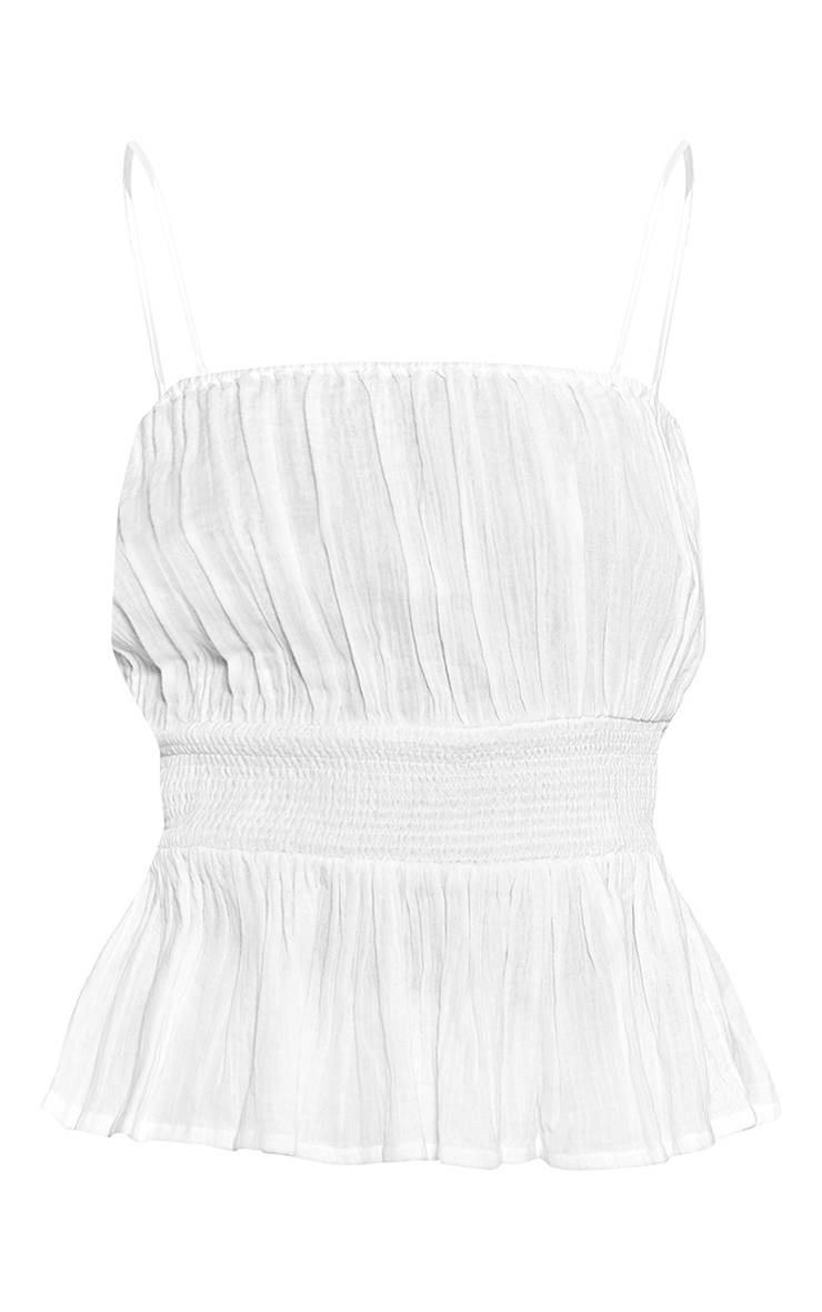 Blanc Short Fluide En Gaze Texturée Ensemble Coordonné