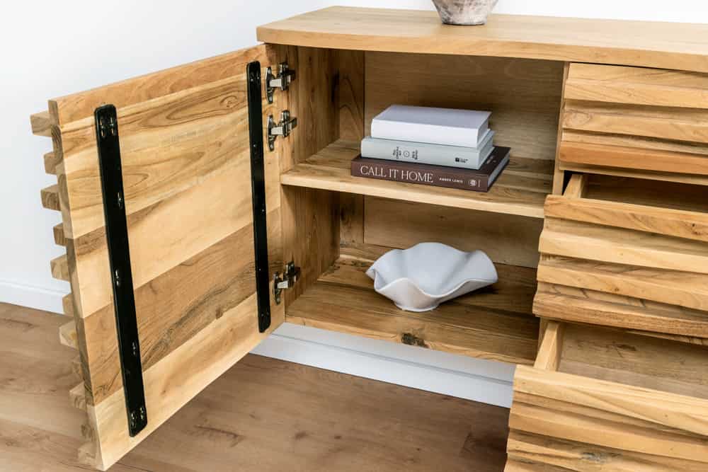 Hängendes Sideboard RELIEF 175cm natur Akazie Massivholz mit Schubladen