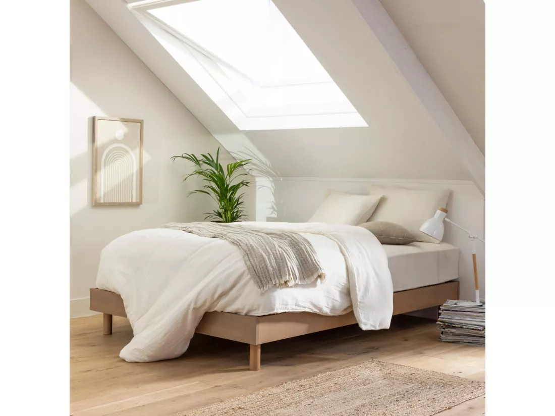 Sommier kit en bois massif taupe 160x200