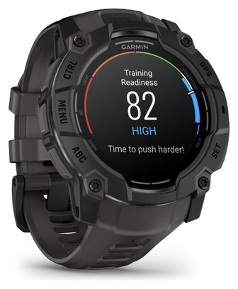 Montre GPS Garmin Instinct 3 AMOLED - 50 mm Noir avec Bracelet en Silicone Gris Charcoal