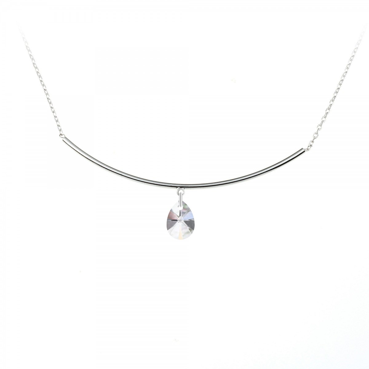 Collier orné d'un cristal scintillants SC Crystal en Métal rhodié