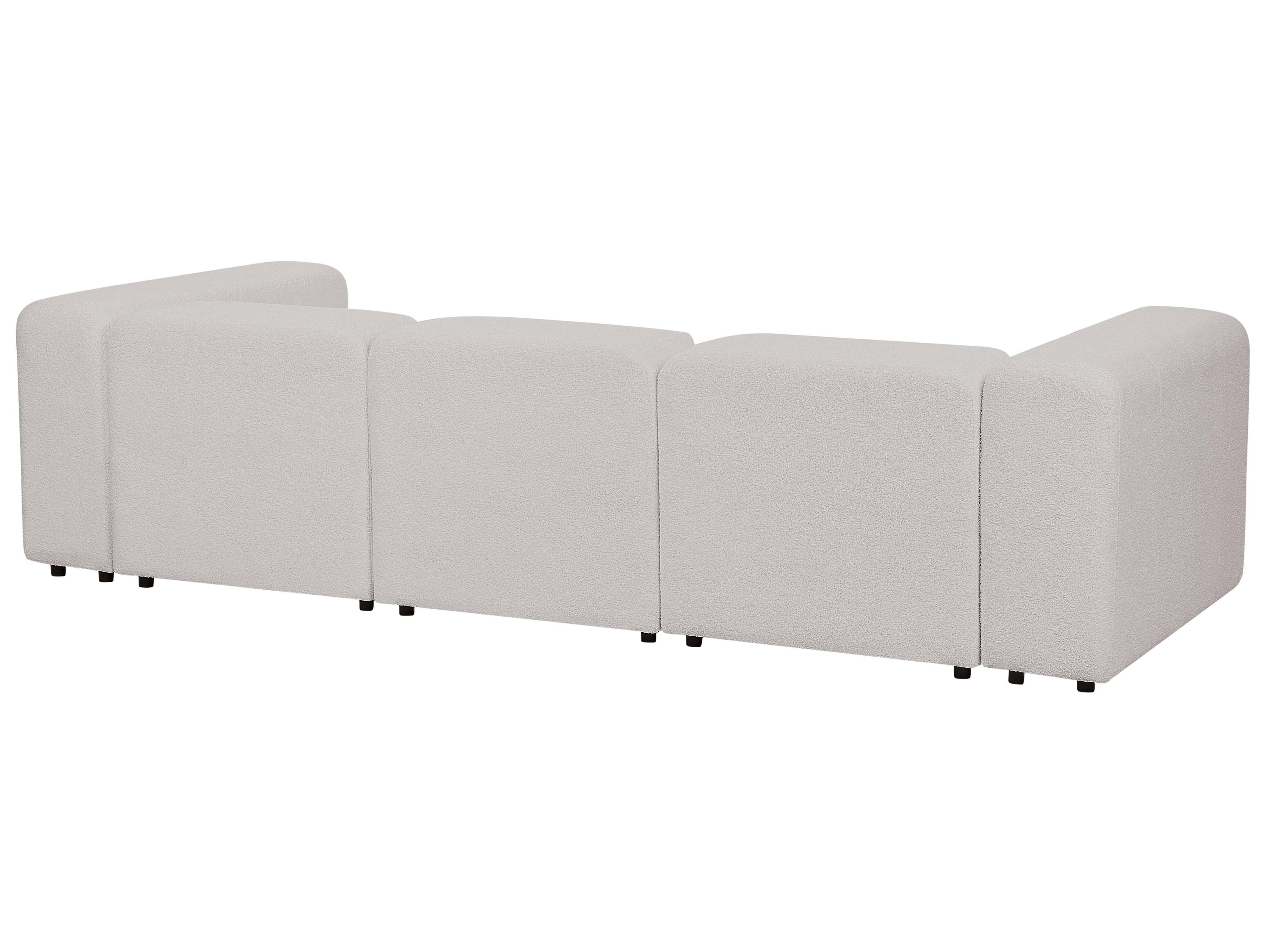 Modulaire bank 3-zits FALSTERBO Bouclé Lichtgrijs met ottomaan