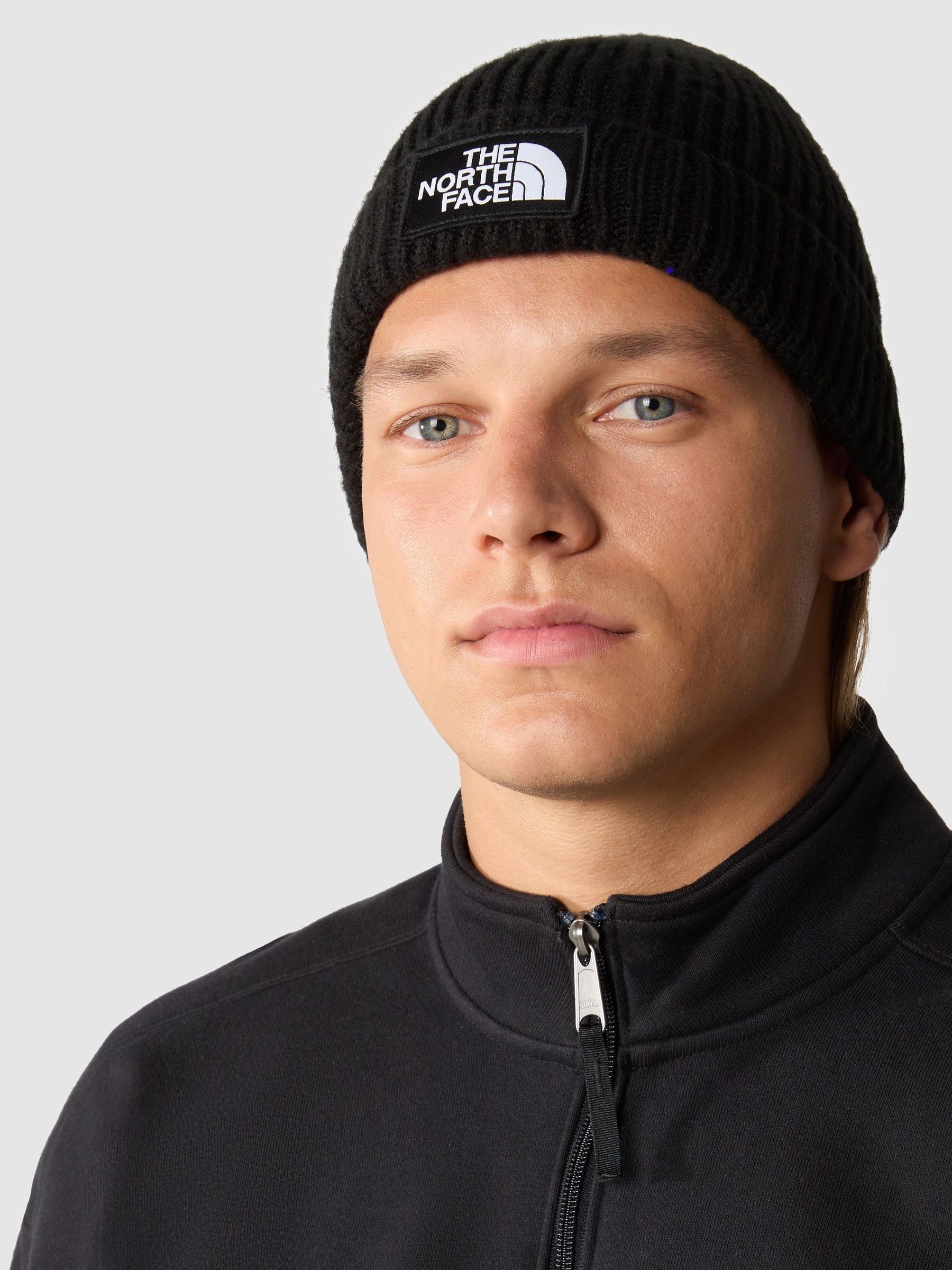 Zwart - The North Face - Beanie-muts met boord en rechthoekig logo