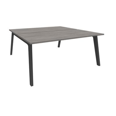 Bureau double STEELY - L120 cm - Double face Depart - Pieds carbone - plateau imitation Chêne gris