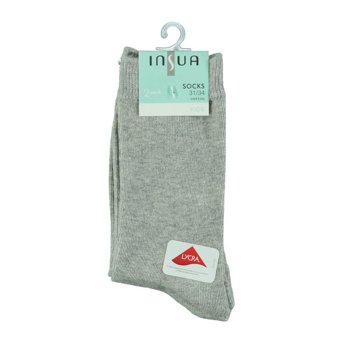 inSua-2-pack katoenen effen sokken