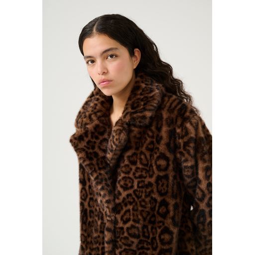 Karen By Simonsen KBTira Faux Fur Jakke, Brown Leopard, S