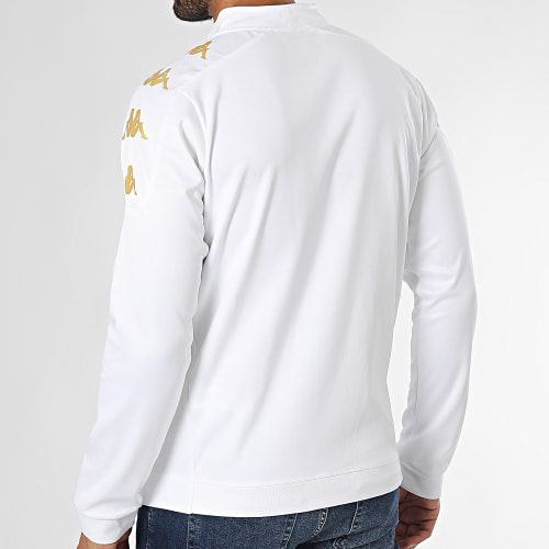 Sweat Col Zippé A Bandes Gassolo 331G3HW Blanc Doré