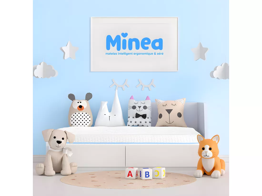 MINEA | Matelas SWEET DREAMS Bleu Bébé 90x200 cm | Mousses Haute Densité & supersoft