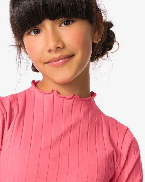 t-shirt enfant avec côtes rose