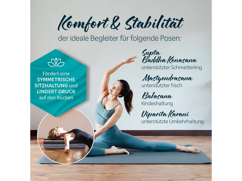 DoYourYoga Yoga-Bolster Tarik, Dinkelspelz, Mehrfarbig/Brau Yogarolle
