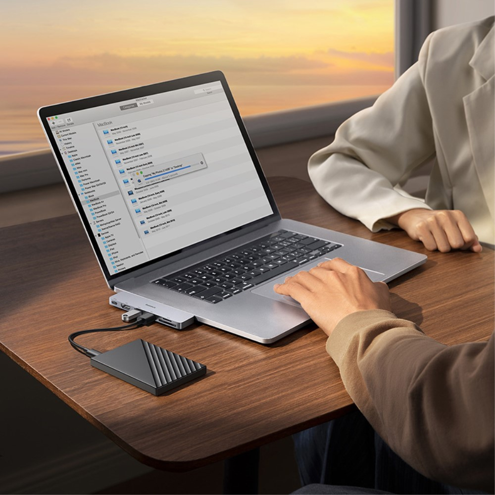 UltraJoy Dual USB C Multiport Adapter HUB mit 1x USB C (PD/100W) / 2x USB 3.0 / SD & Micro SD / 1x HDMI 4k@60Hz - Silber