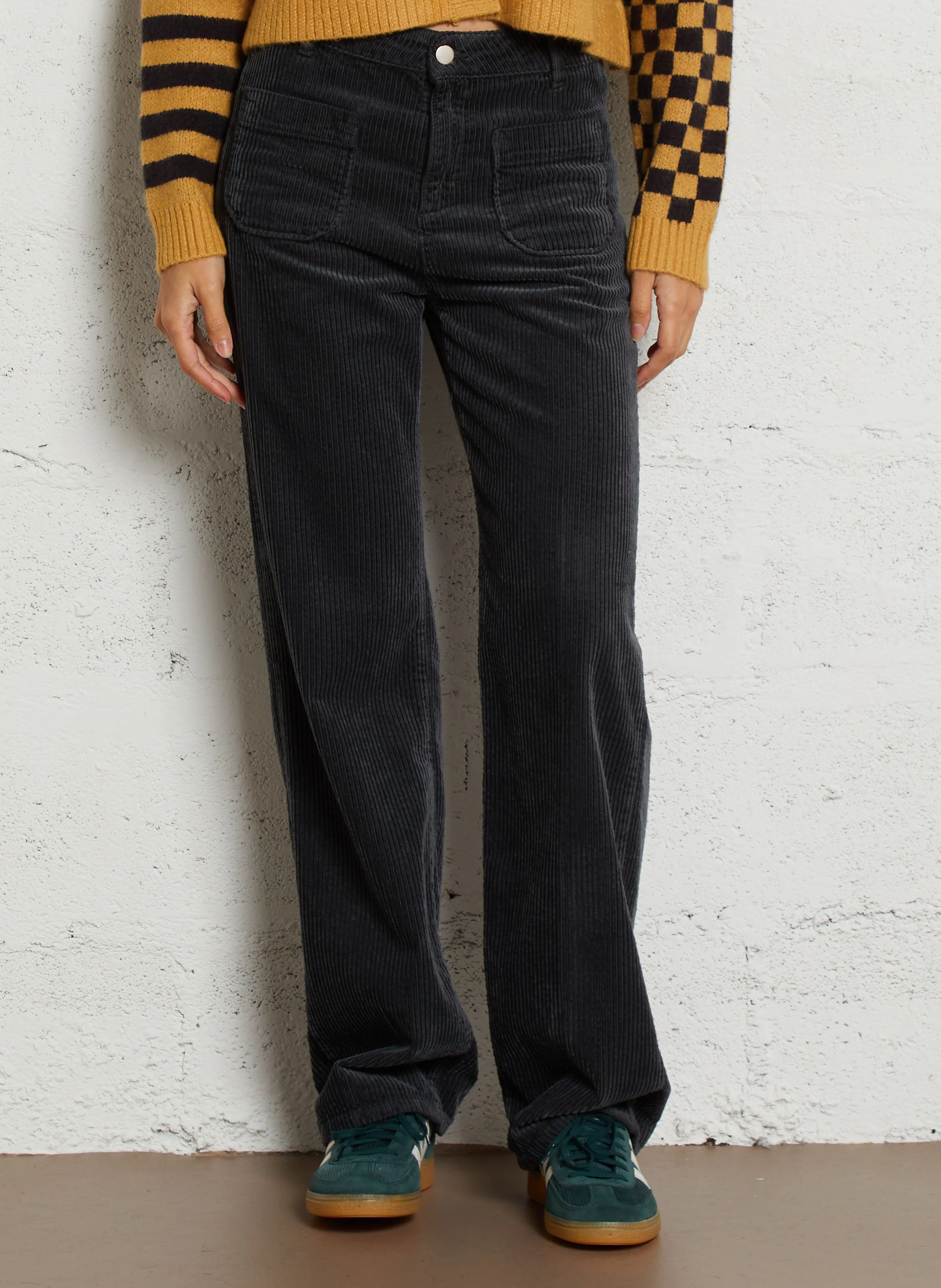 MELVIL - Pantalon flare en velours côtelé | Gris