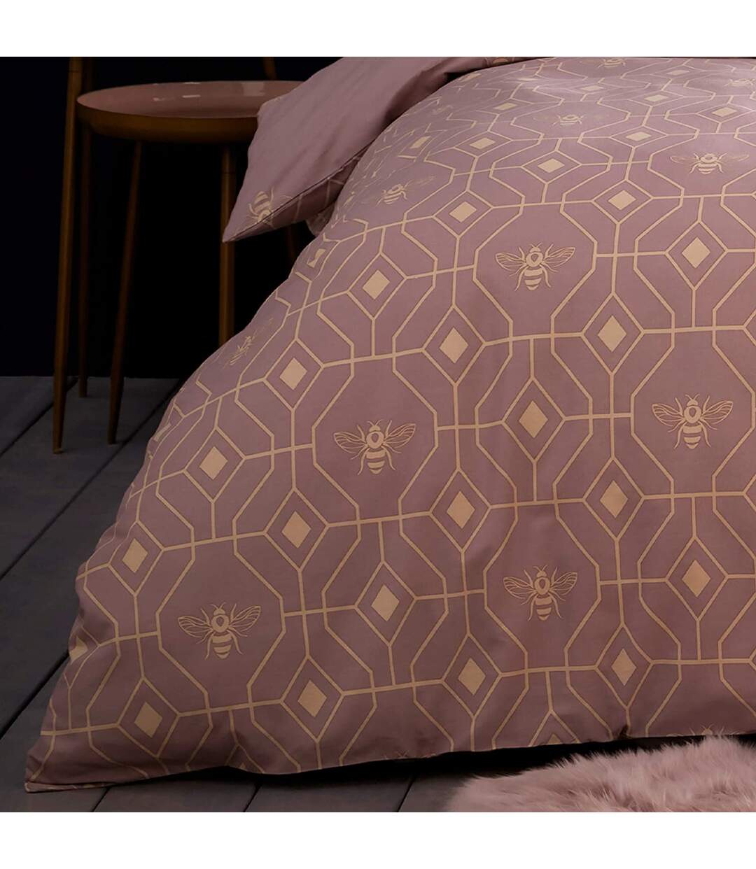 Furn - Parure de lit BEE DECO (Mauve pâle) - UTRV1676