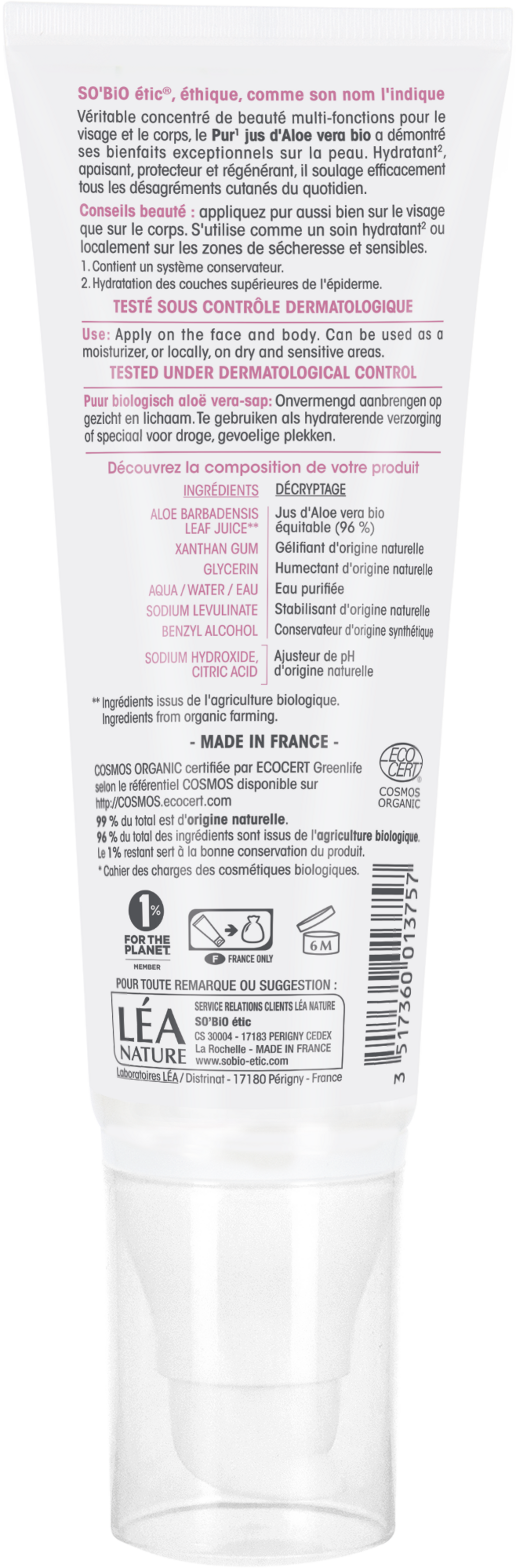 LÉA NATURE SO BiO étic  Aloe Vera-Gel, 125 ml