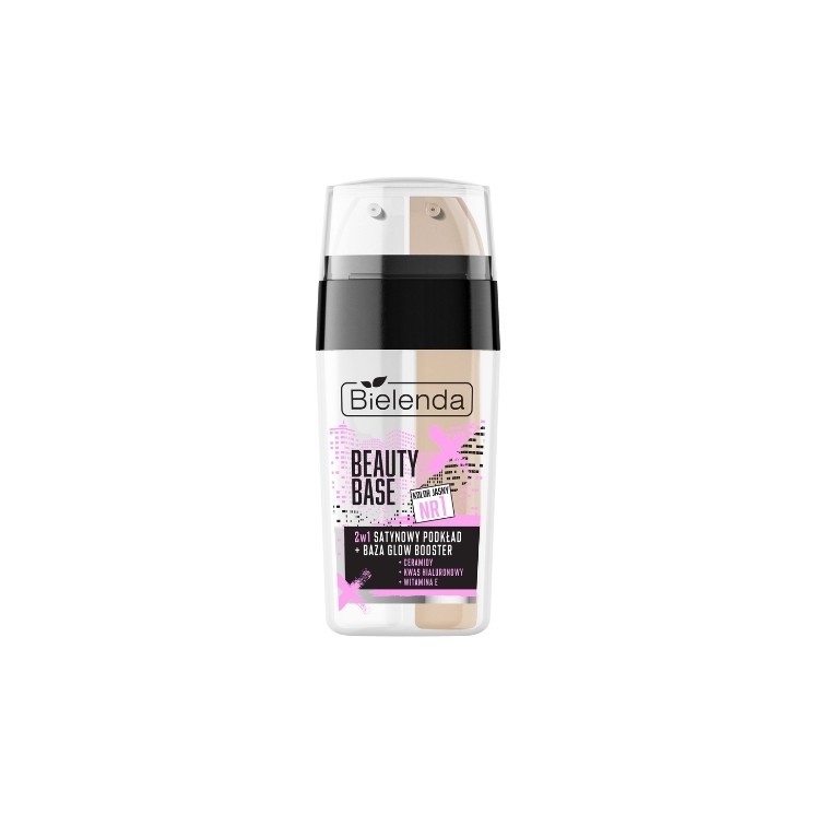 Bielenda Beauty Base 2w1 satynowy Podkład + Baza Glow Booster /01/ 2x7,5 g