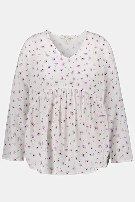 Bellieva-Bluse, A-Linie, V-Ausschnitt, Langarm, GOTS