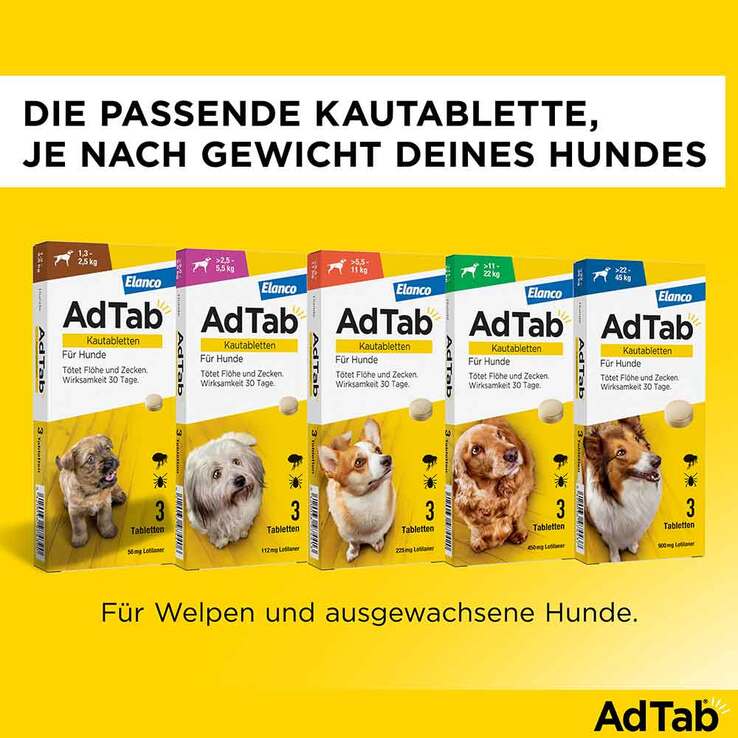 AdTab Kautabletten für extra große Hunde 900 mg 22 bis 45 kg, 3 St