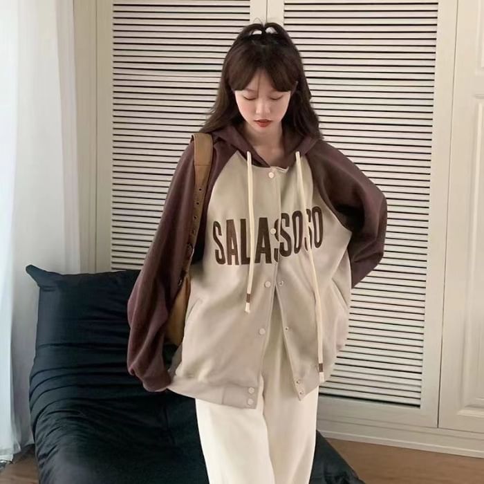 Sistyr - Letter Raglan Button-Up Baseballjack