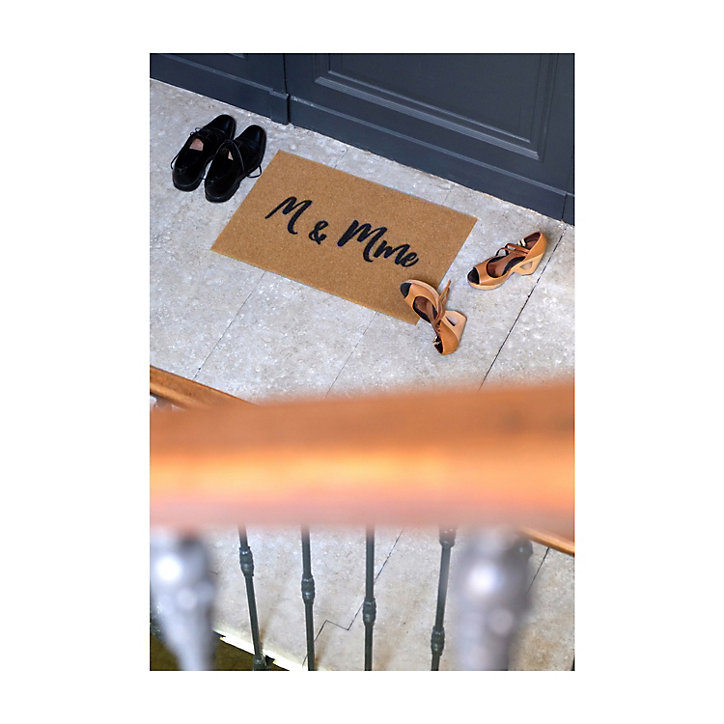 Tapis d'entrée coco Doormat M & Mme L.40 x l.60 cm naturel