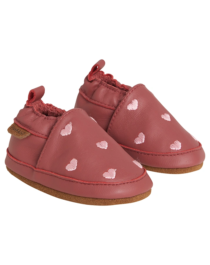 Krabbelschuhe HEARTS in rosenholz