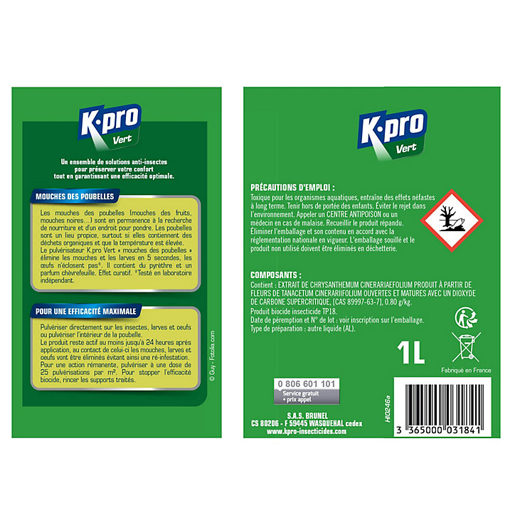 Pulvérisateur anti mouches des poubelles 1L