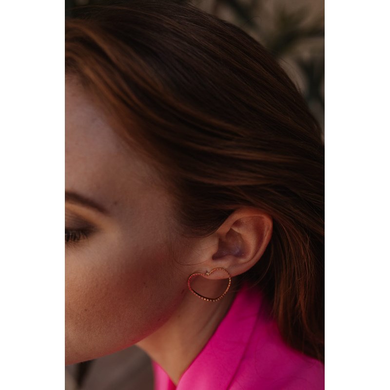 maxi boucles d'oreilles puces coeurs doré à l'or fin - AURA