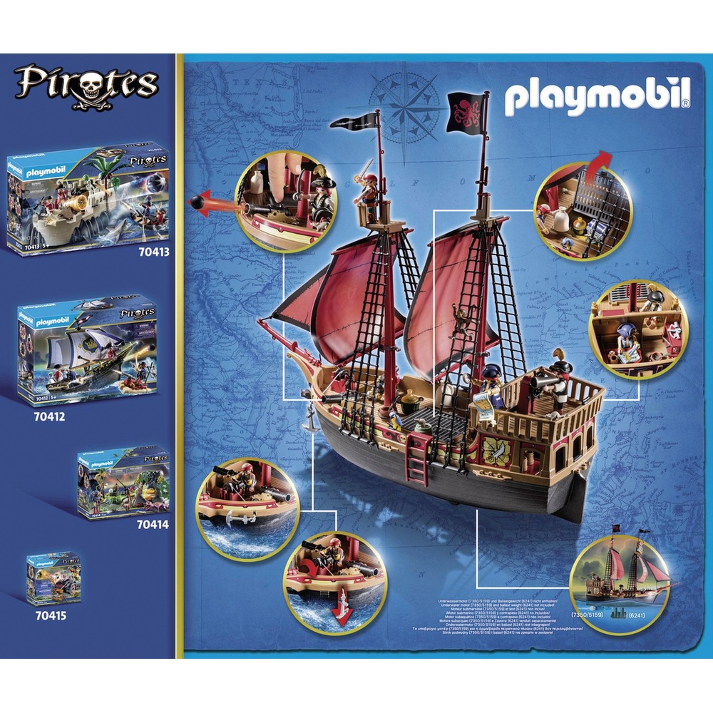 Playmobil 70411 Piraten Großes schwimmendes Piratenschiff mit Kanone