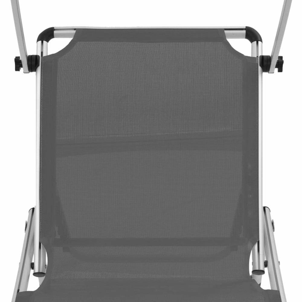Chaises longues pliables et toit 2 pièces aluminium textilène gris