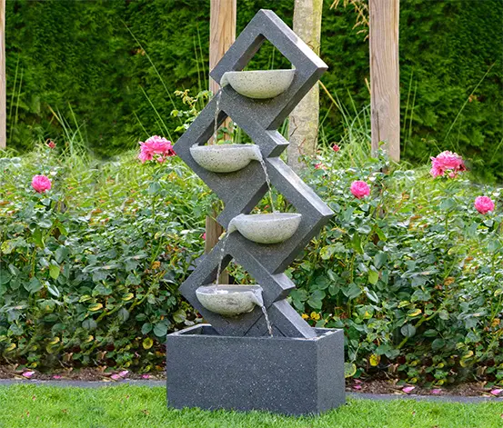 Dobar Gartenbrunnen mit 4 Schalen und LEDs