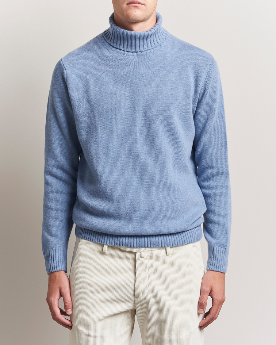 Morgano Wool/Cashmere Heavy Knit Rollneck Light Blue