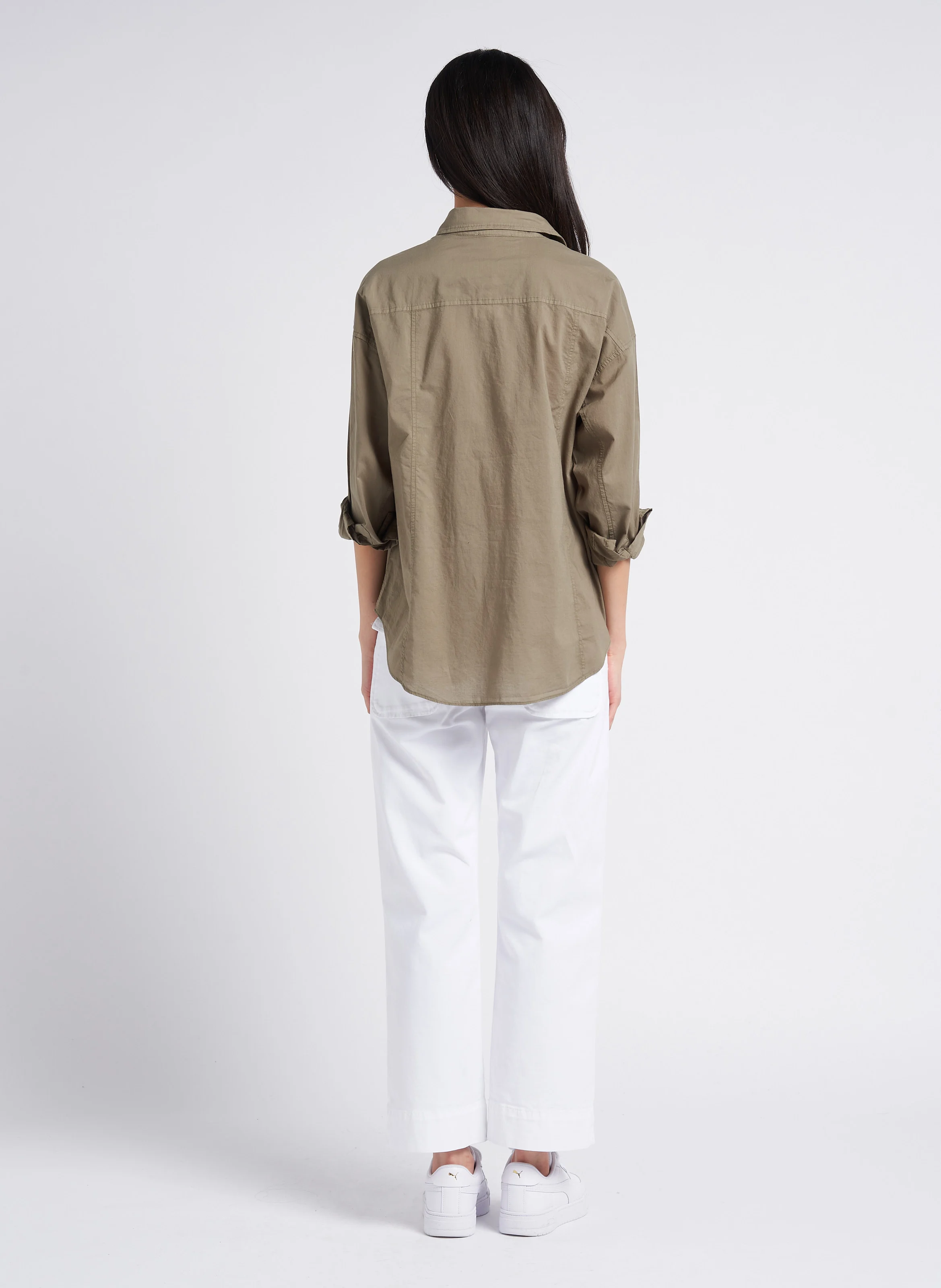 PALTROW - Pantalon 7/8 ème taille haute en coton | Blanc