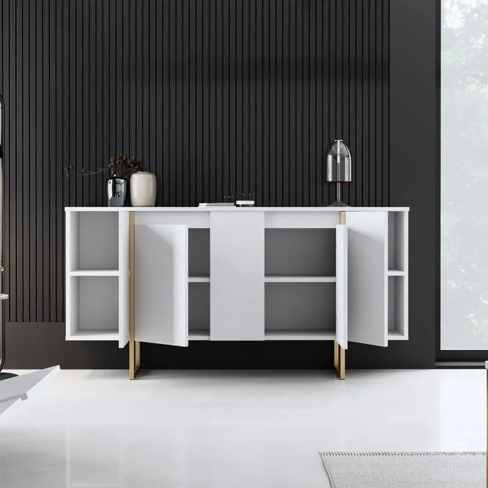 CALICOSY - Dressoir LUXE - Wit/goud - 80x160x35 cm