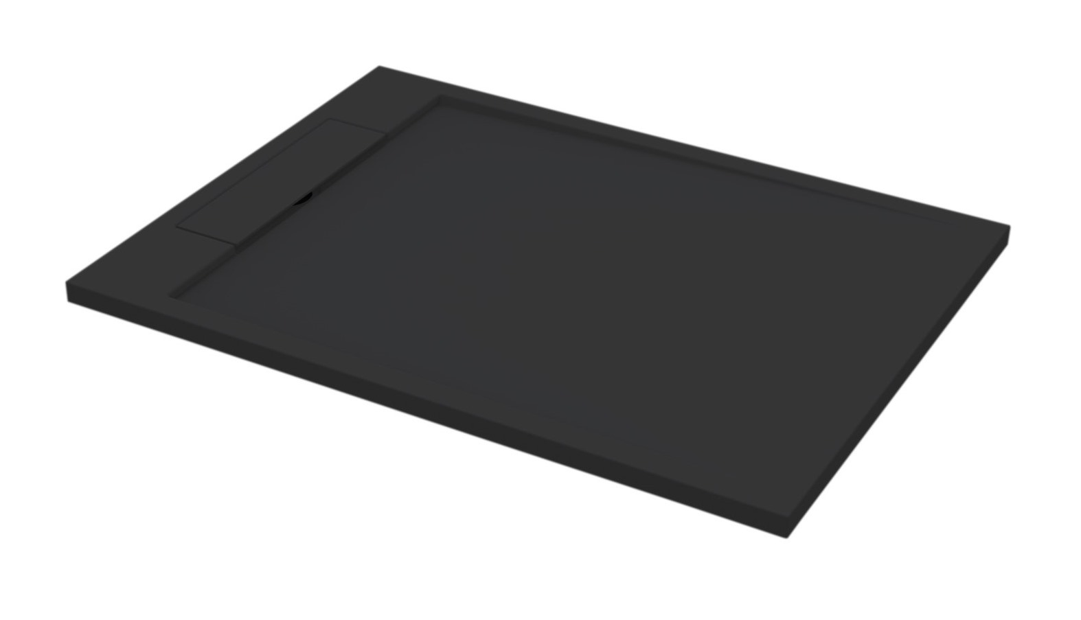 Best Design Decent solid surface douchebak mat zwart 140x90x4.5cm