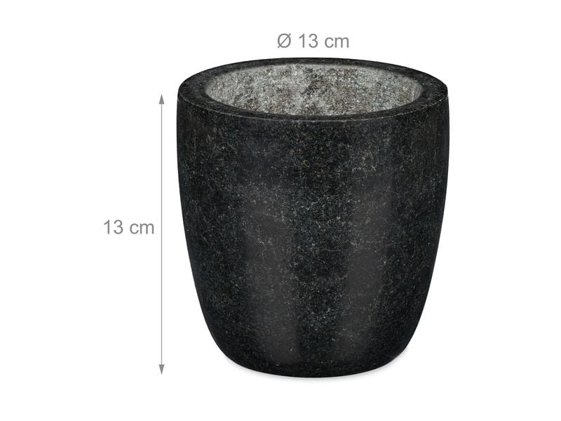 relaxdays Mörser mit Stössel 13 cm, Granit Küchenmörser und Stössel aus Granit