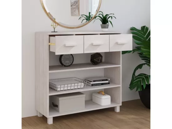 Table console HAMAR Blanc 90x35x90 cm Bois massif de pin