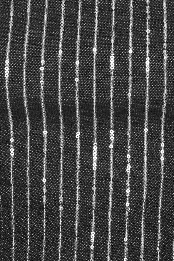ROTATE Birger Christensen Sequin Twill Crop Top Black