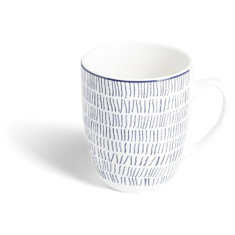 Lot de 4 mugs 200ml porcelaine Ø8,8x10,4cm bleu et blanc