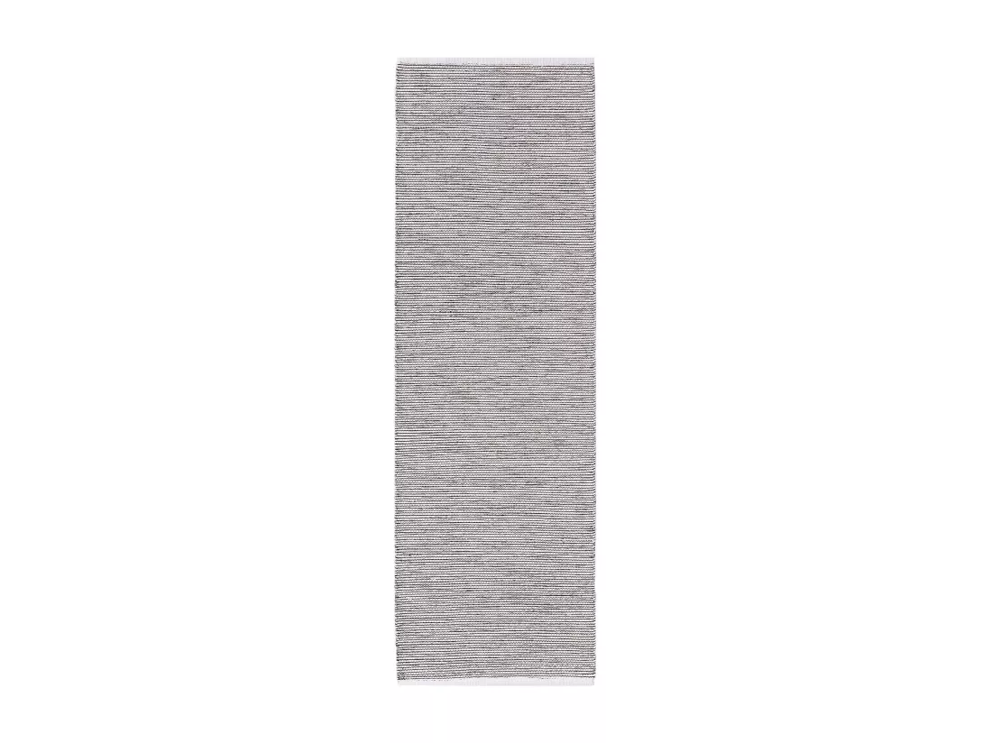 Tapis de couloir en coton tissé main Ron Blanc/Noir 70x200 cm