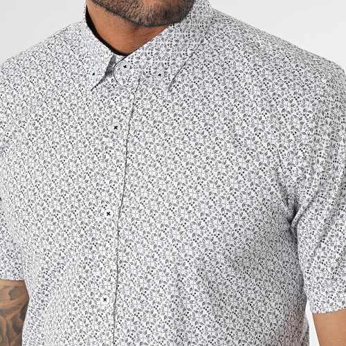 Chemise Manches Courtes Floral Blanc Noir