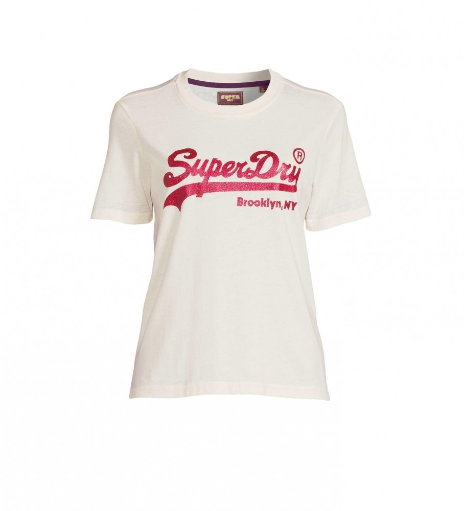 Camiseta Superdry VL, branca, rosa