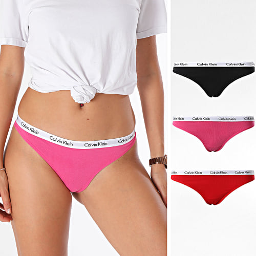 Lot De 3 Strings Femme QD5145E Noir Rouge Rose