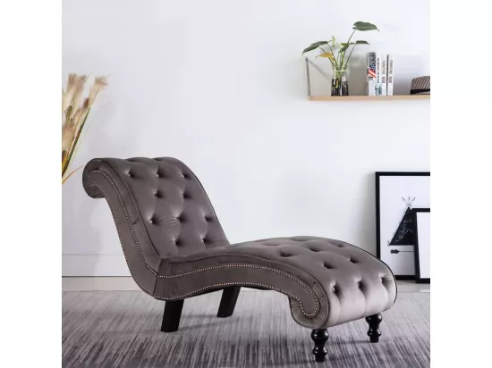 Prolenta Premium - Chaise longue Velours Gris
