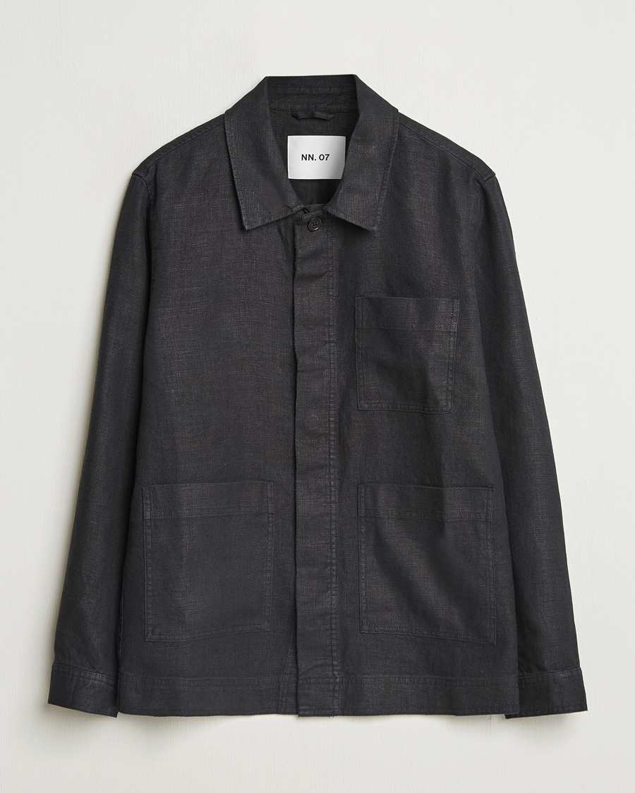 NN07 Olav Linen Overshirt Black