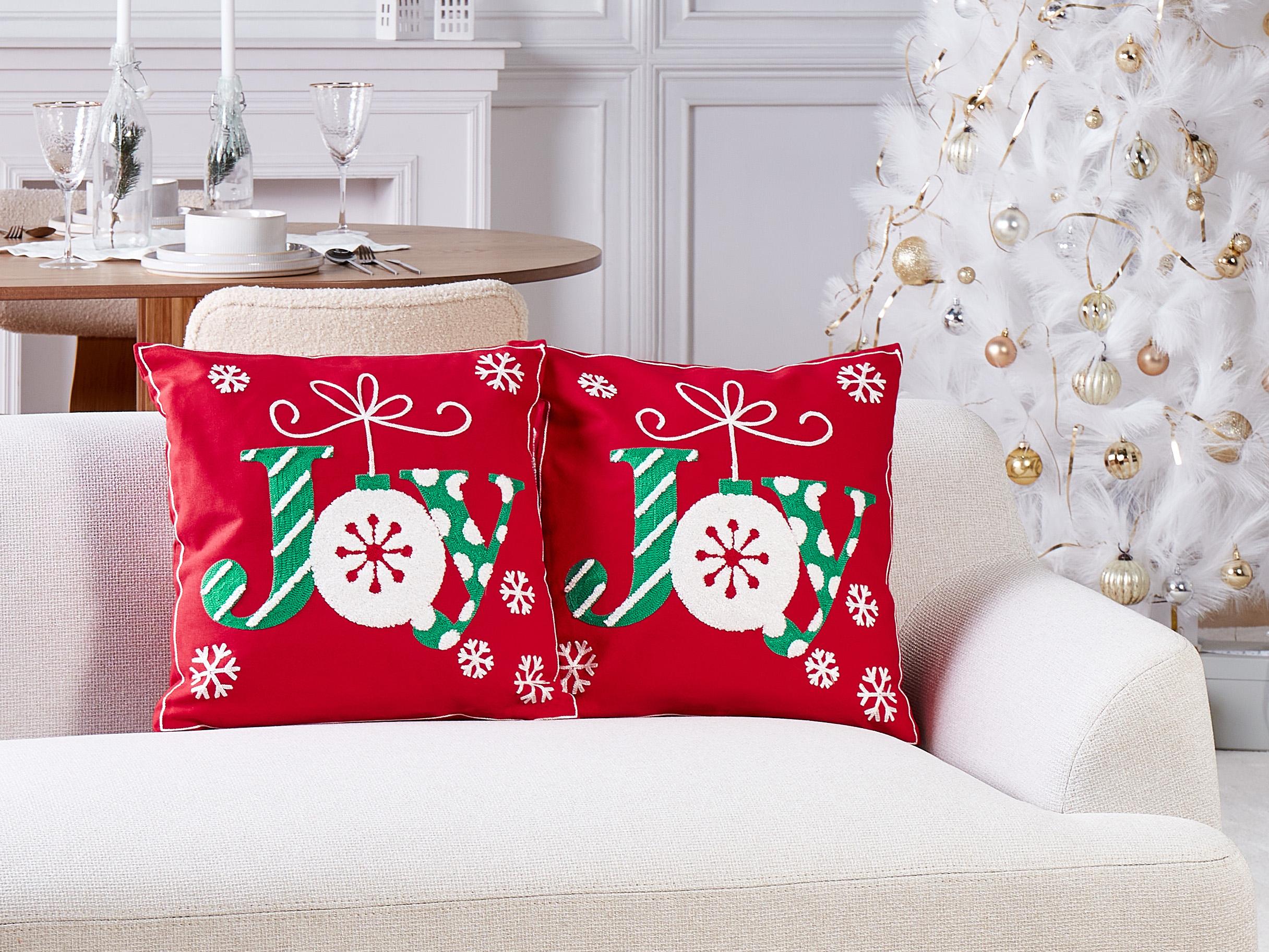 Set van 2 sierkussens GINGERBREAD Katoen 45 x 45 cm Rood kerstmotief