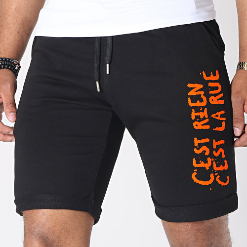 Short Jogging Logo Noir Orange