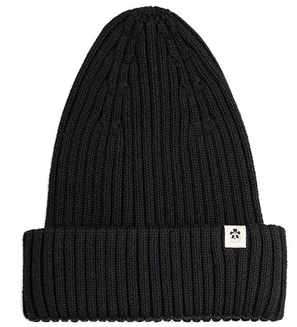 Mini Rodini Mütze - Strick - Rib Hochklappbar - Schwarz